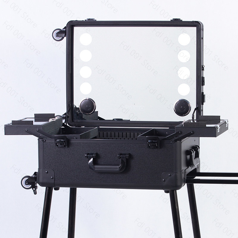 Beauty Makeup Trolley - Professioneller Lampenwagen-Kosmetikkoffer für Visagisten, Beauty-Toolbox mit