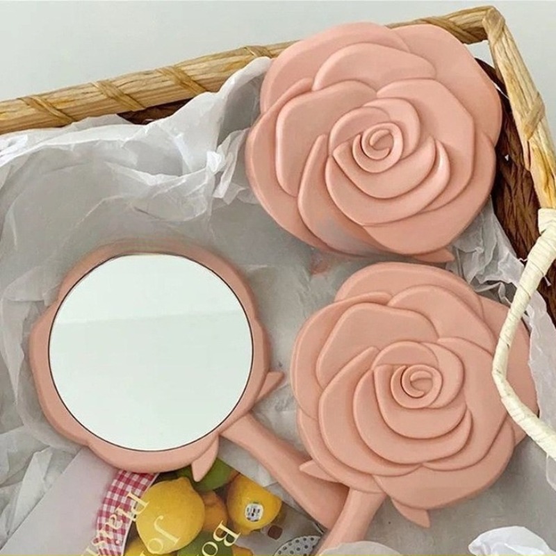 Beauty Flower Makeup - Tragbarer Make-up-Spiegel für Damen, Rosen-Make-up-Spiegel, Handtaschenspiegel,