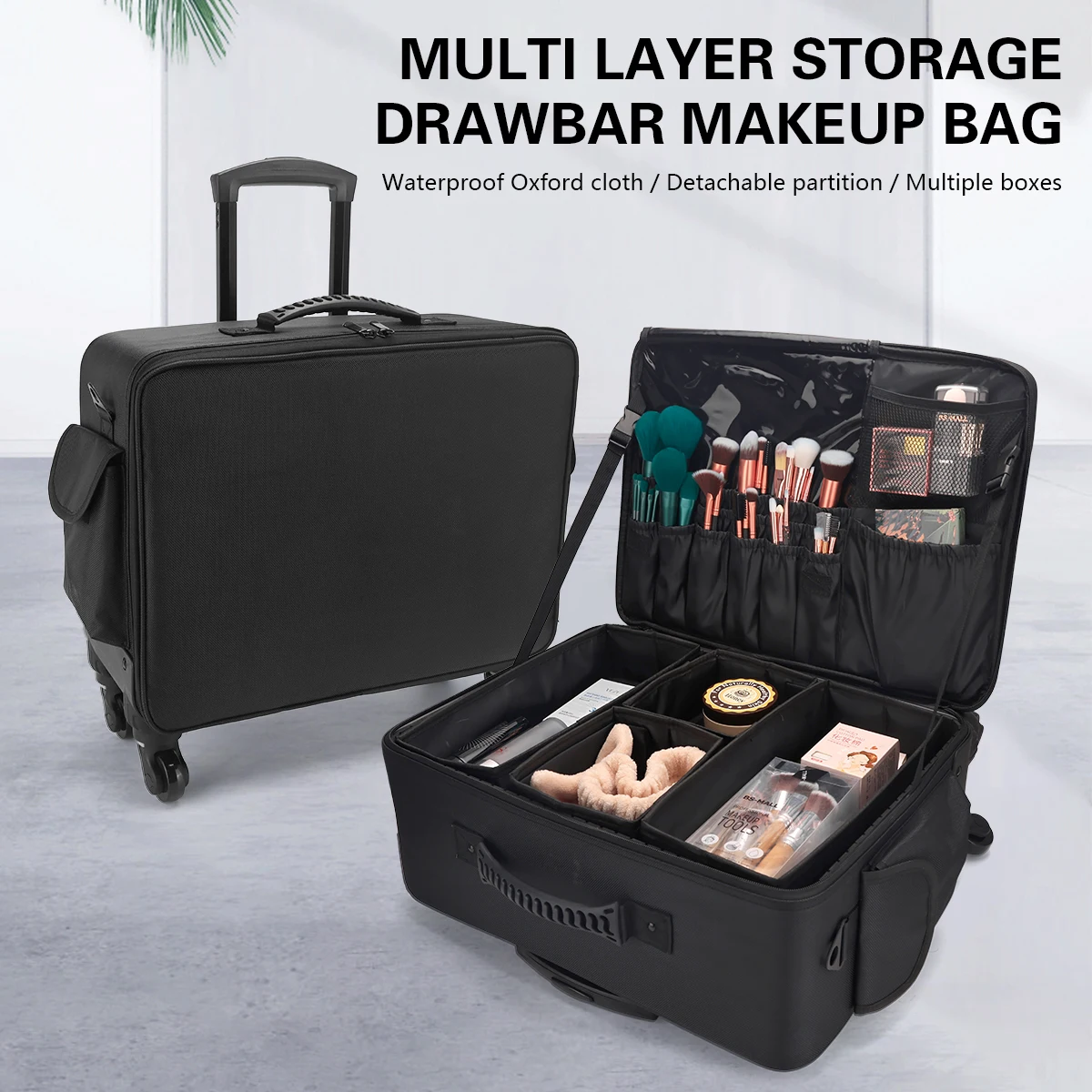 Beauty Makeup Trolley - Professioneller Friseur-Trolley mit Großem Stauraum, Kosmetikkoffer