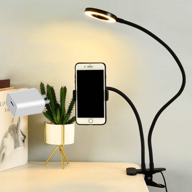 Led Ring Light - Universeller flexibler Handyhalter mit Selfie-Ringlicht, Büro-Lazy-Halterung,