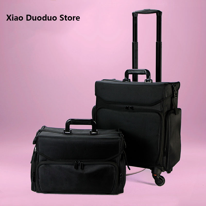 Beauty Makeup Trolley - Professioneller ästhetischer Maniküre-Koffer, schwarz, Oxford, für