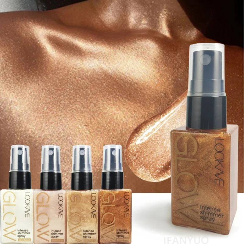 Body Shimmer Lotion - Perlglanz-Glitzer-Spray, Schimmer-Ölspray, anhaltender Glanz, Goldbronze, Kontur,
