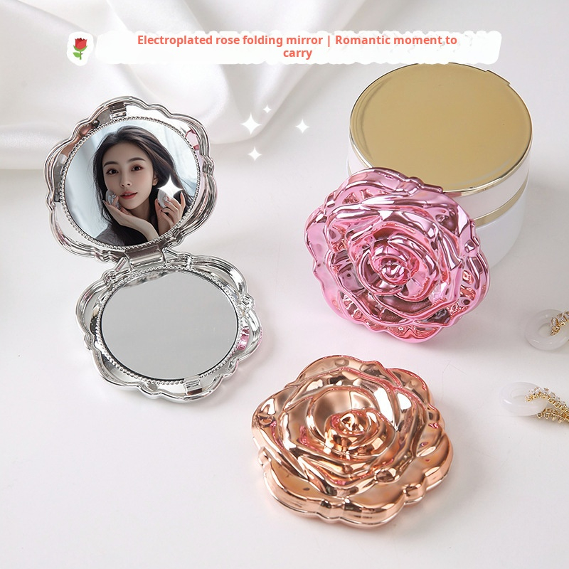 Beauty Flower Makeup - 1PC Tragbare Mini Spiegel Retro Rose