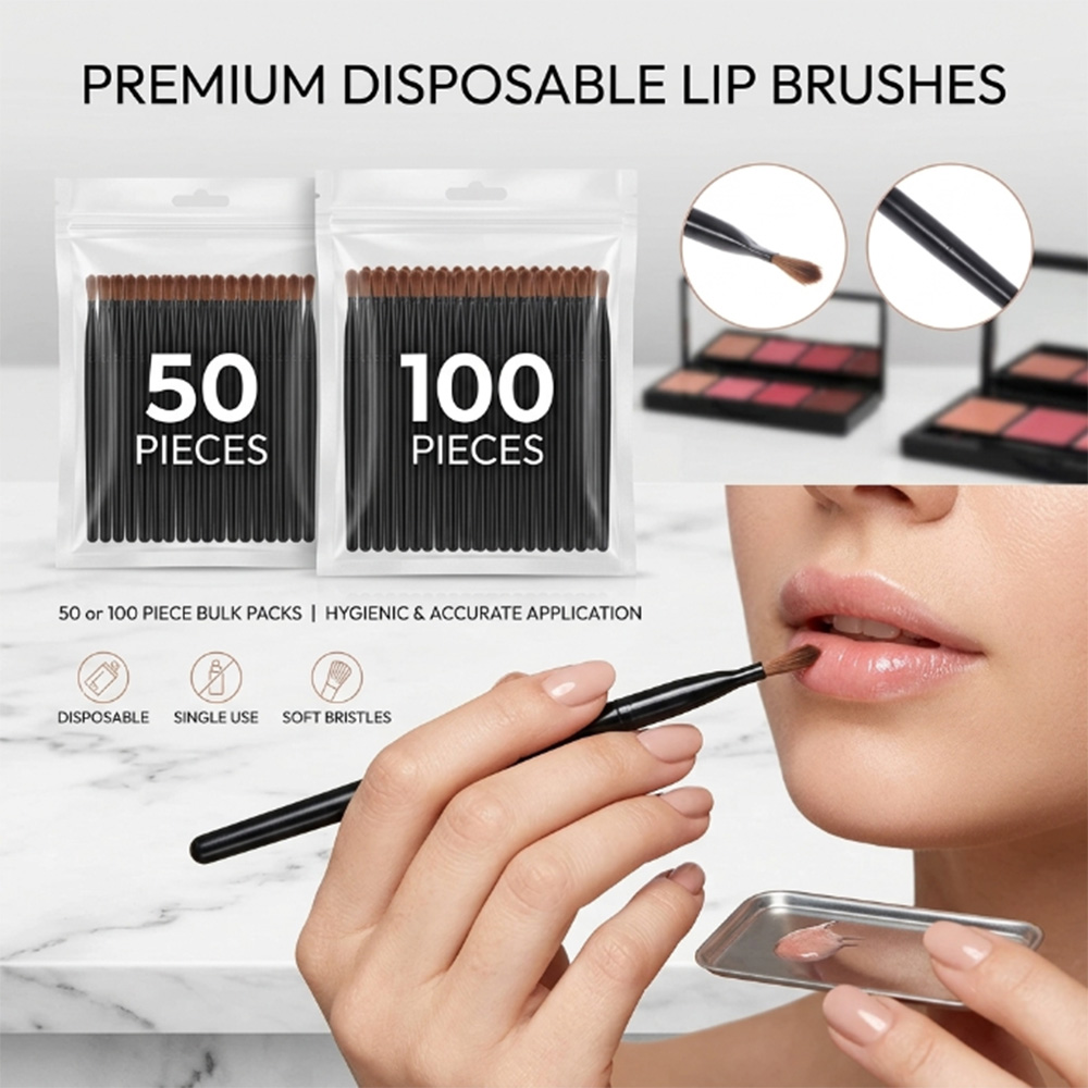 Beauty Makeup Lipstick - 50/100 Stück Einweg-Lippenpinsel-Set Lippenstift-Gloss-Applikatoren Make-up-Pinsel Professionelles