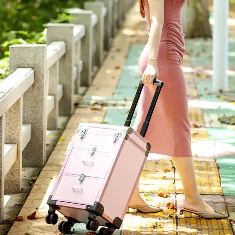 Beauty Makeup Trolley - 1 Stück Aluminiumlegierung Professioneller Make-up-Koffer Trolley