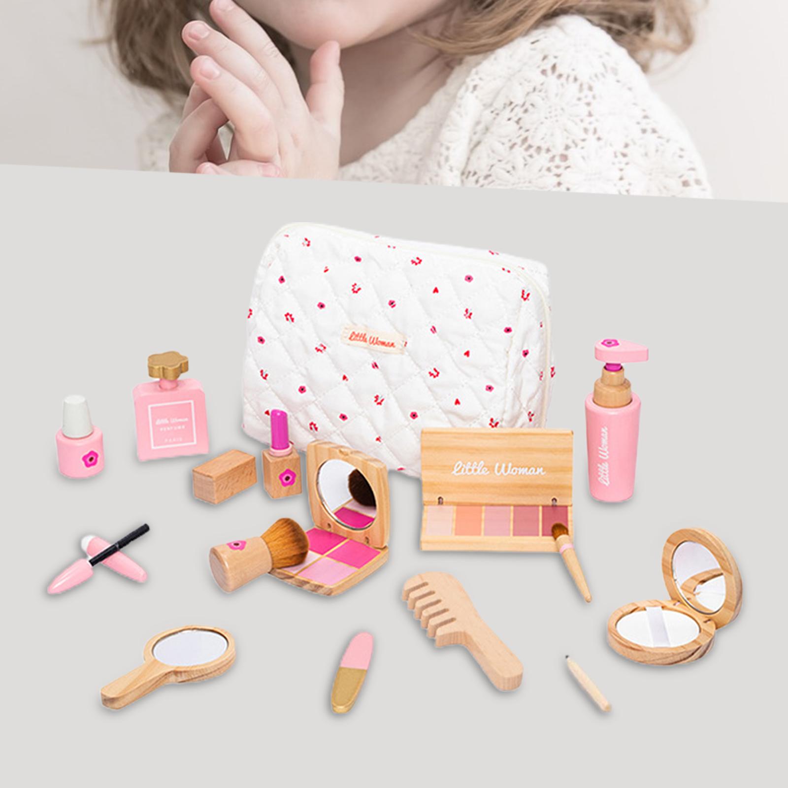 Beauty Makeup Games For Girls - Make-up-Spielzeug-Sets, Make-up-Spielzeug aus Holz mit Kosmetiktasche