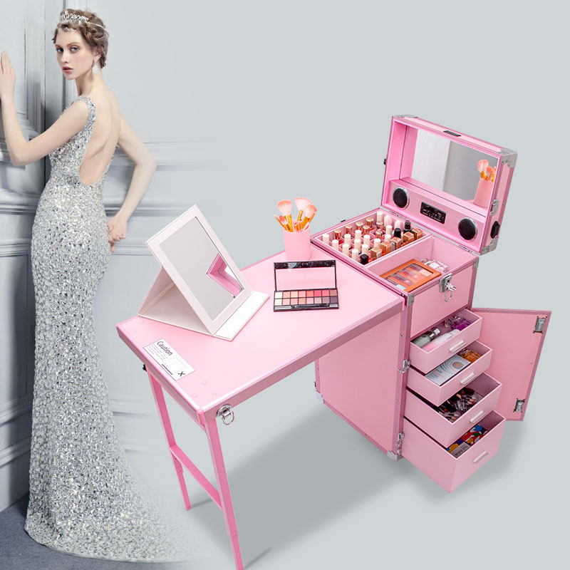 Beauty Makeup Trolley - Professioneller Make-up-Koffer Luxus-Gepäckkoffer Beauty-Toolcase mit Stickerei