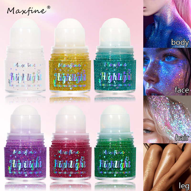 Body Shimmer Lotion - Roll-on Glitter Highlight Mehrzweck-Schimmer-Pailletten-Gel für Gesicht,