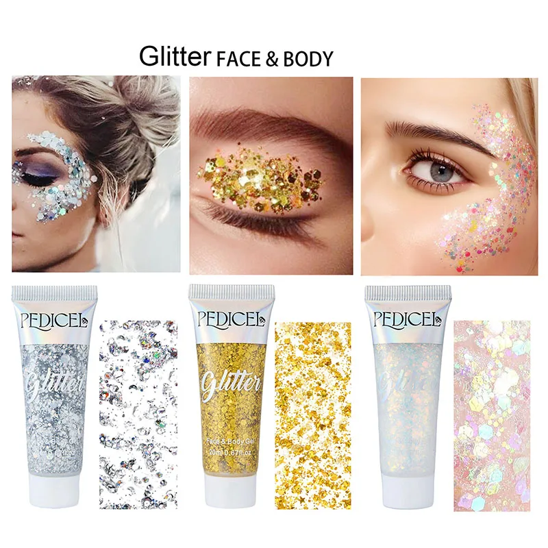 Body Shimmer Lotion - Gesichts-Glitzer-Gel-Creme Juwelen-Lidschatten Schimmer-Pigment Körper-Gesichts-Augen-Glitzer Pailletten-Gel Kosmetik